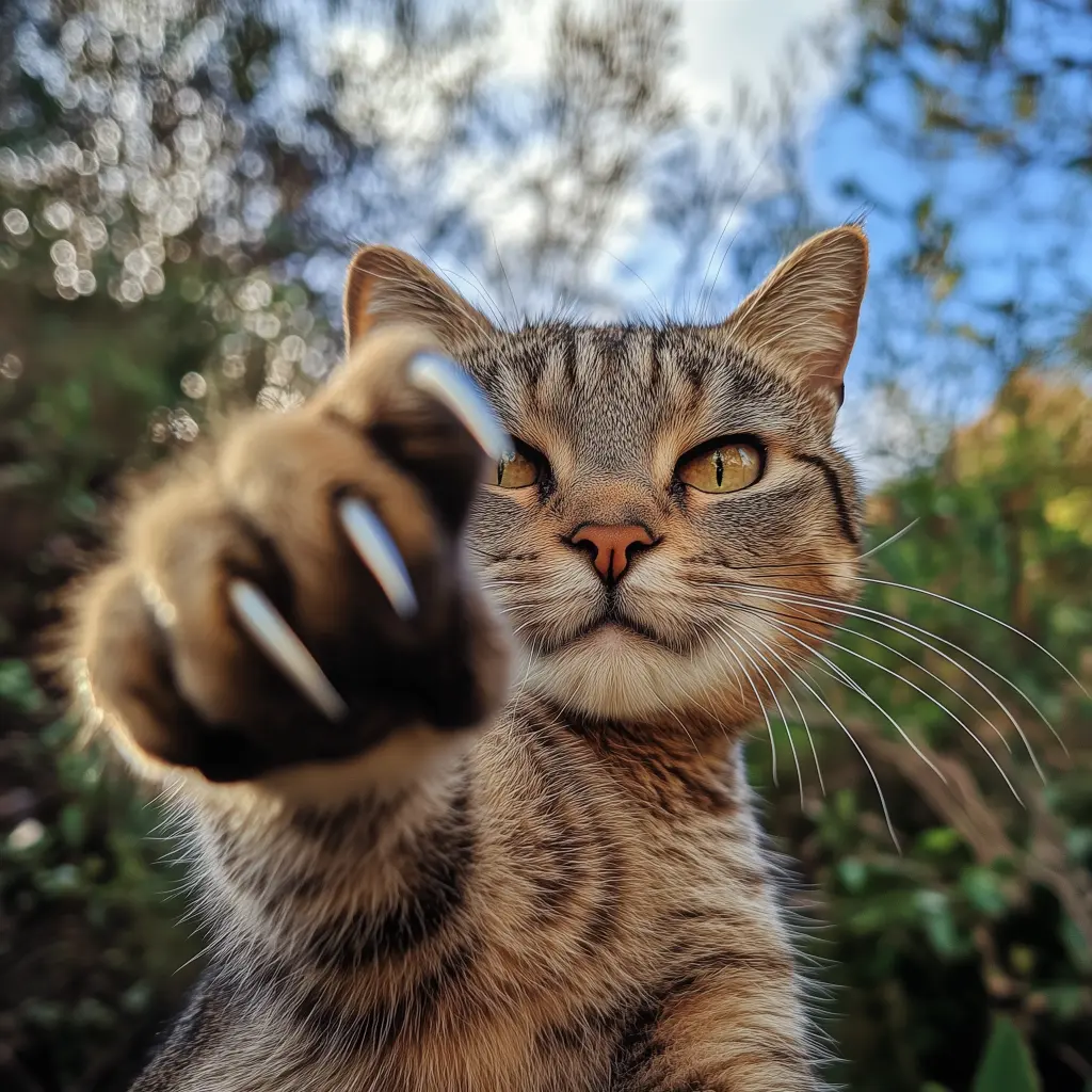 playful cat with claws like wolverine