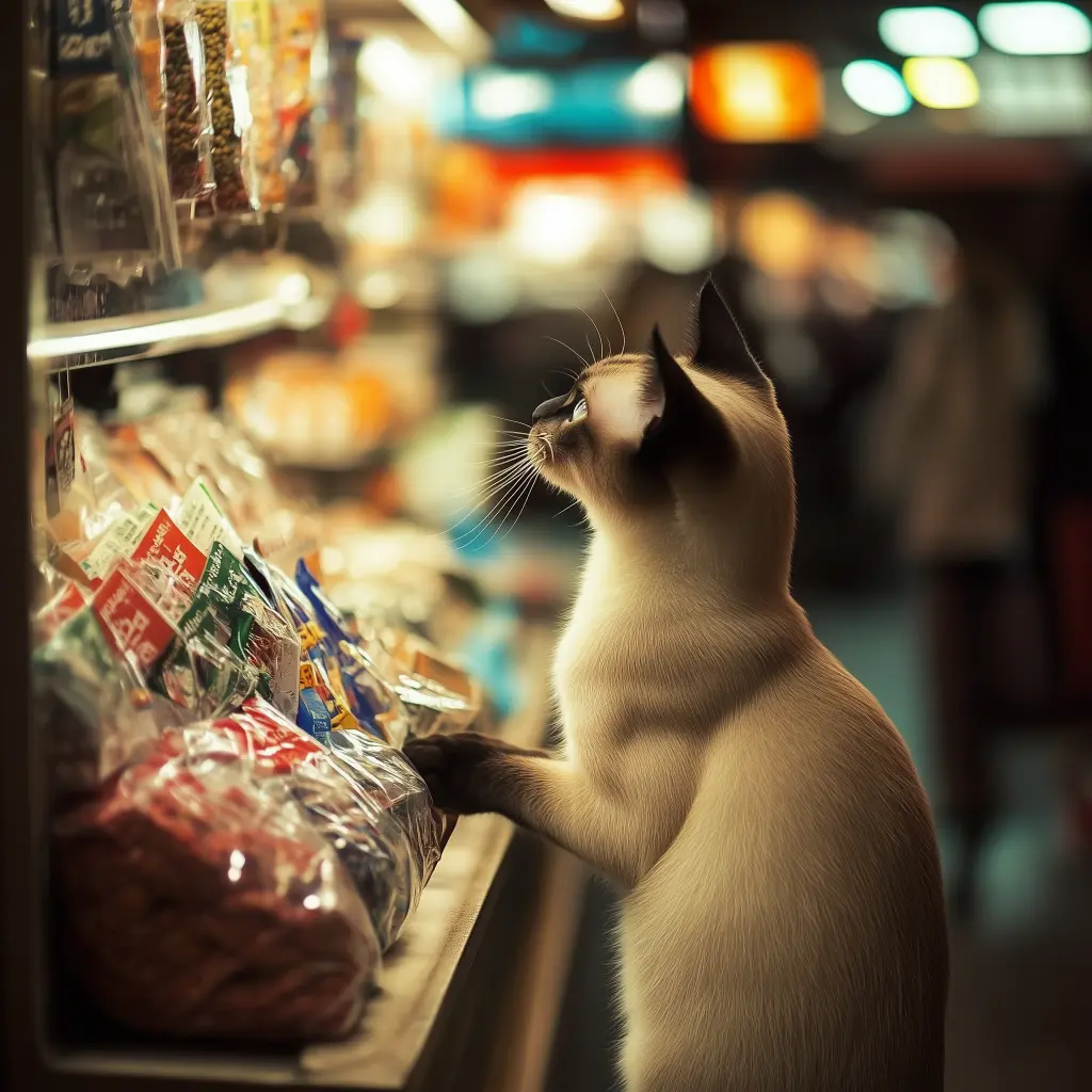 a cat doing comparison shopping