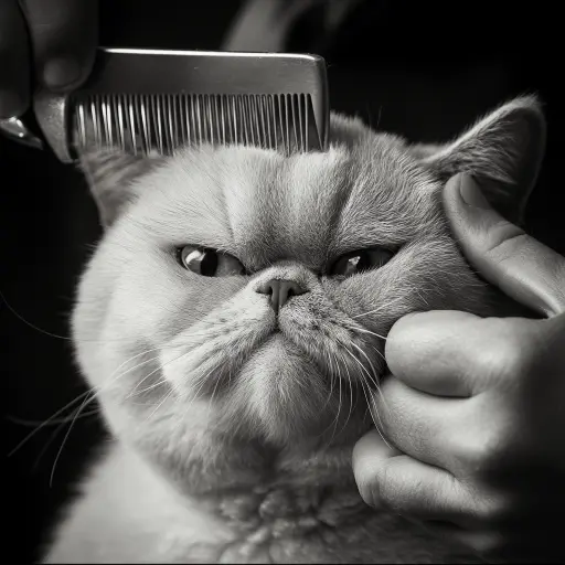 a cat getting its hair cat
