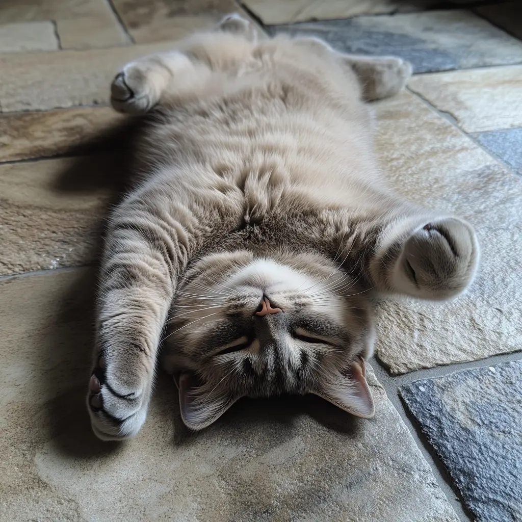 a cat sleeping with head and face up