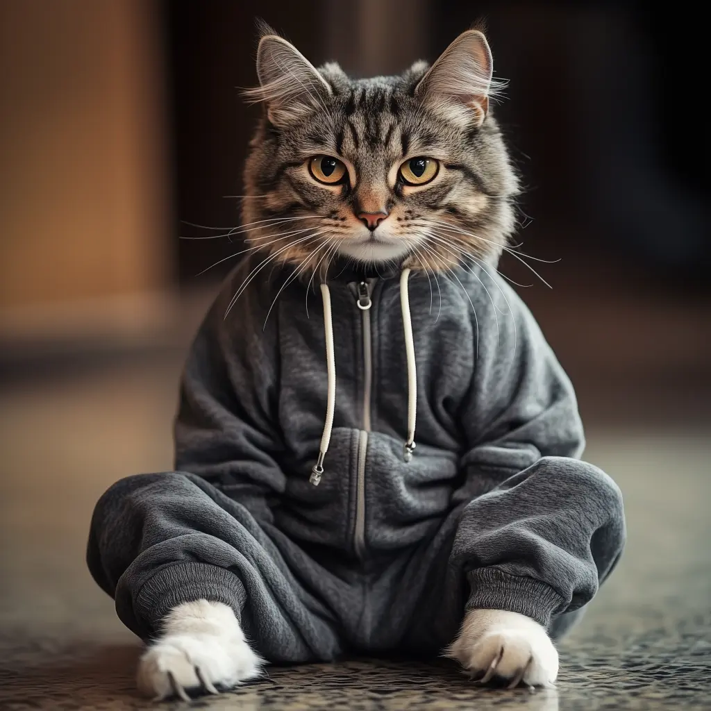 cat dressed in workout clothes
