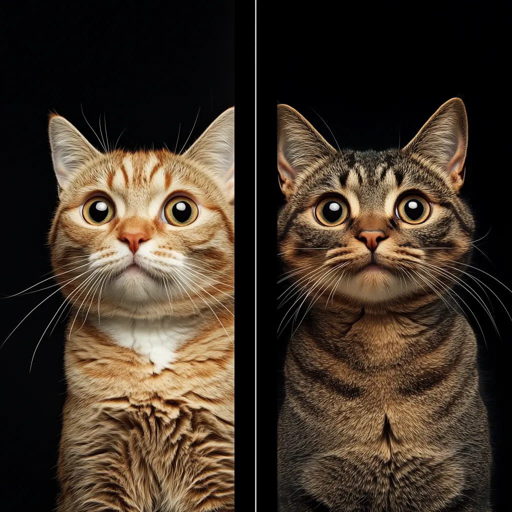 two cats that look worried or stressed