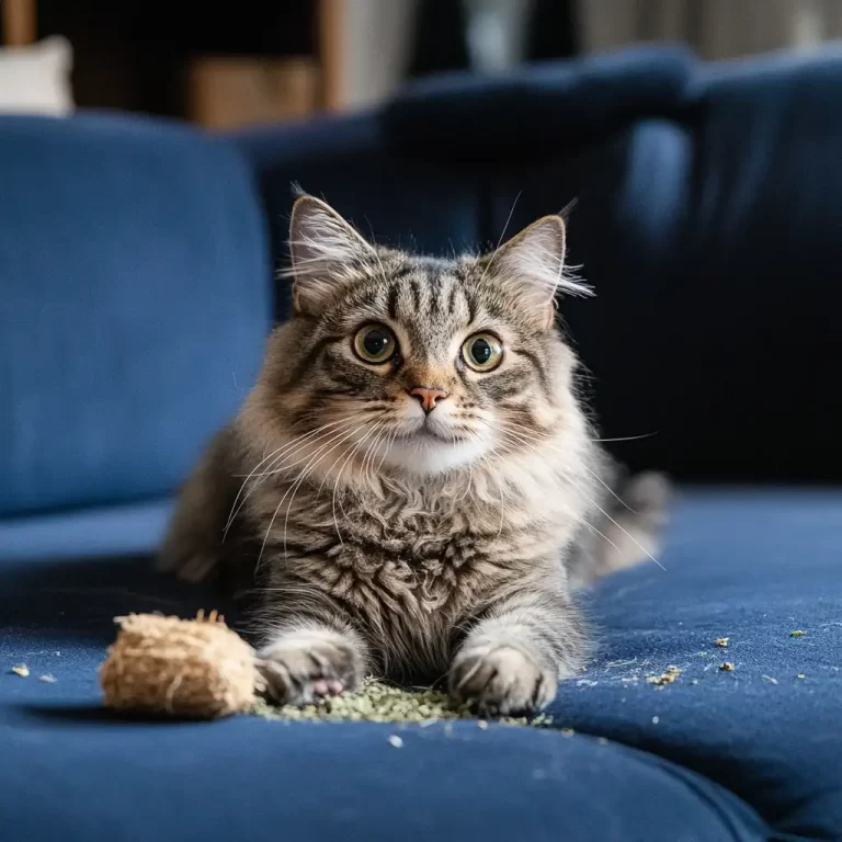 cat playing with catnip toy