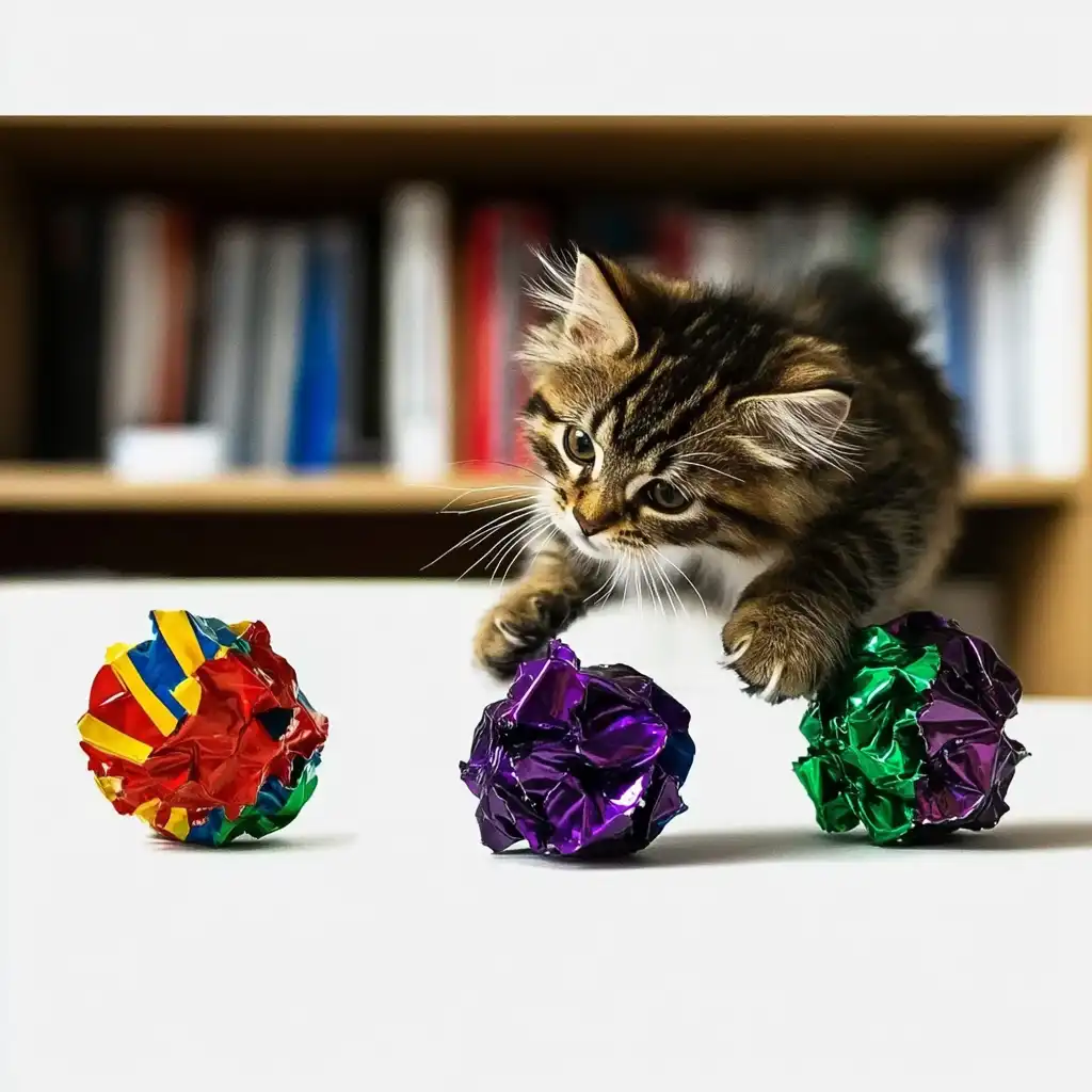 cat playing with crinkle ball