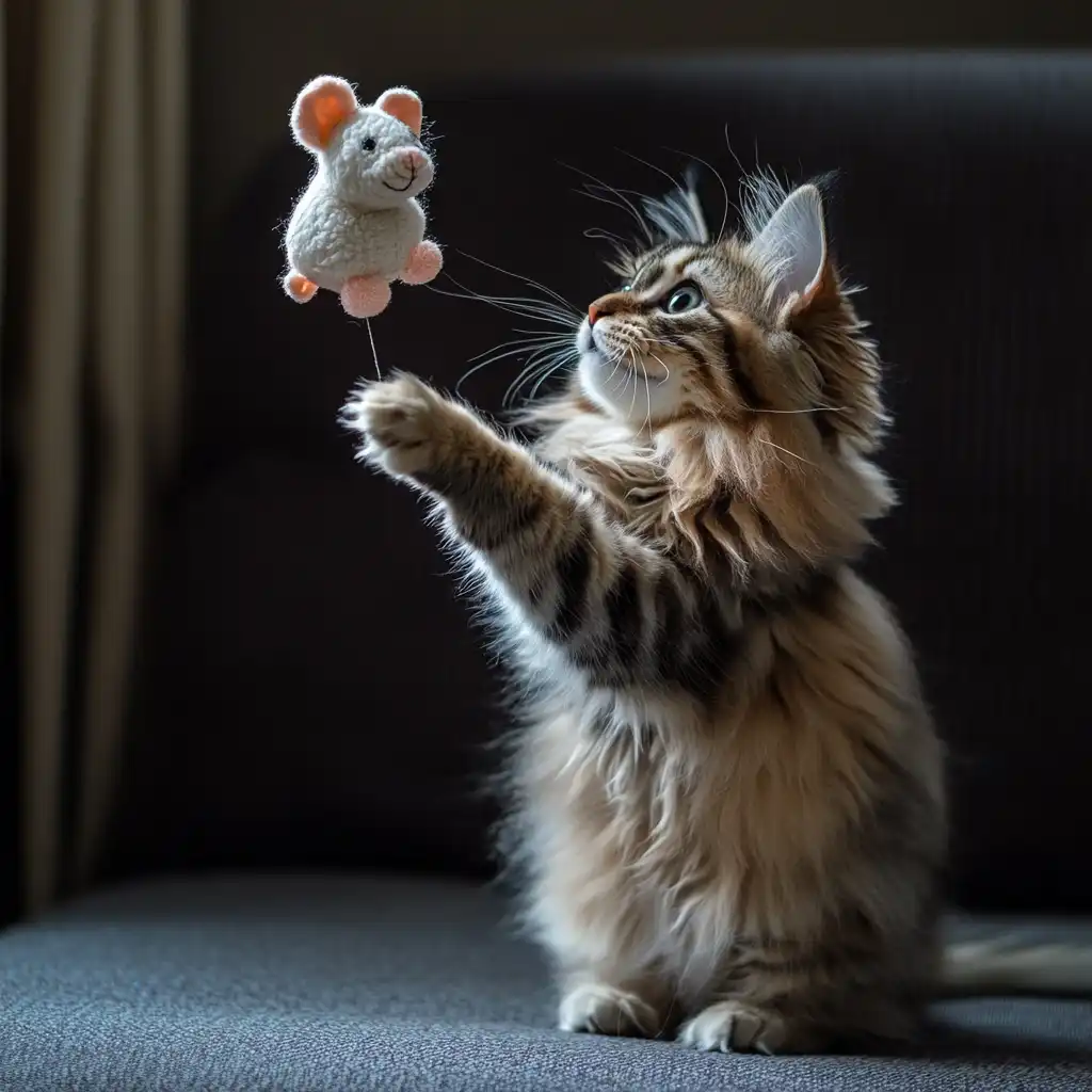 cat playing with mouse toy