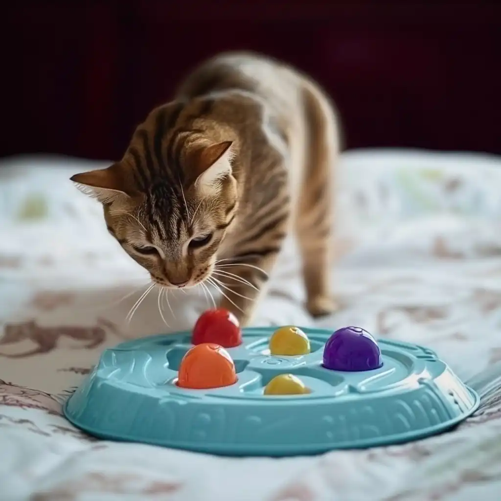 cat with a puzzle toy
