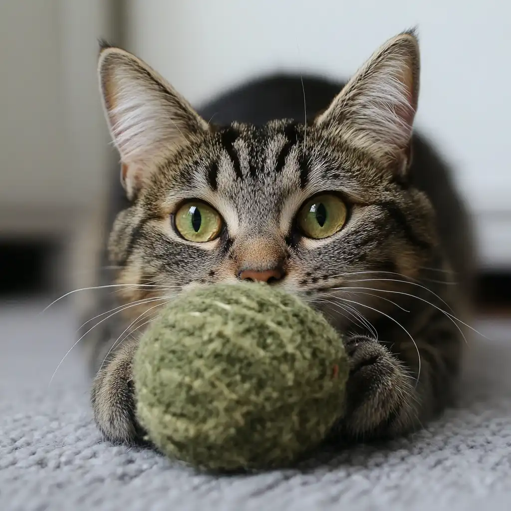 cat with a catnip ball