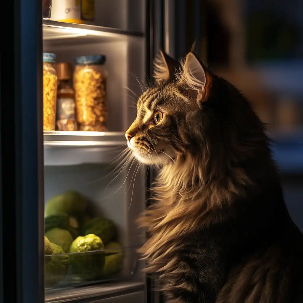 maine-coon-cat-looking-in-fridge