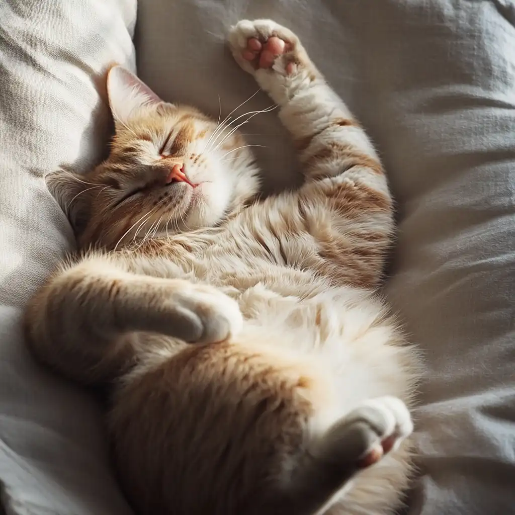 cat sleeping in acrobatic pretzel