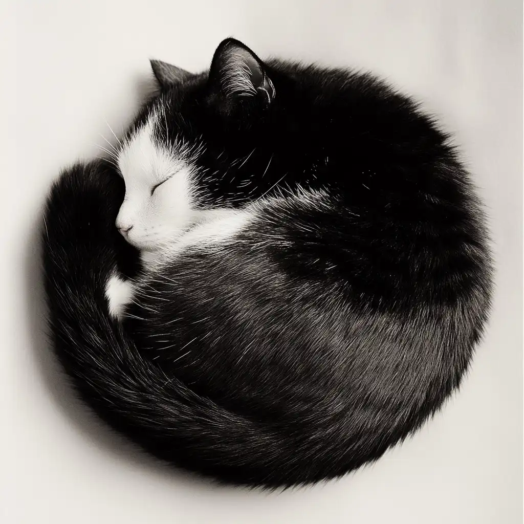cat curled up in a ball