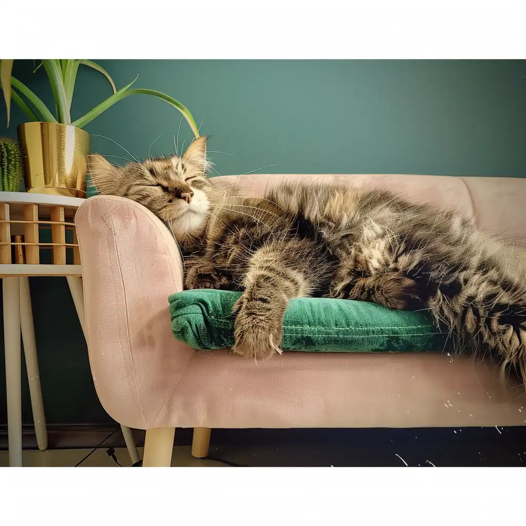 cat side sleeping on a couch