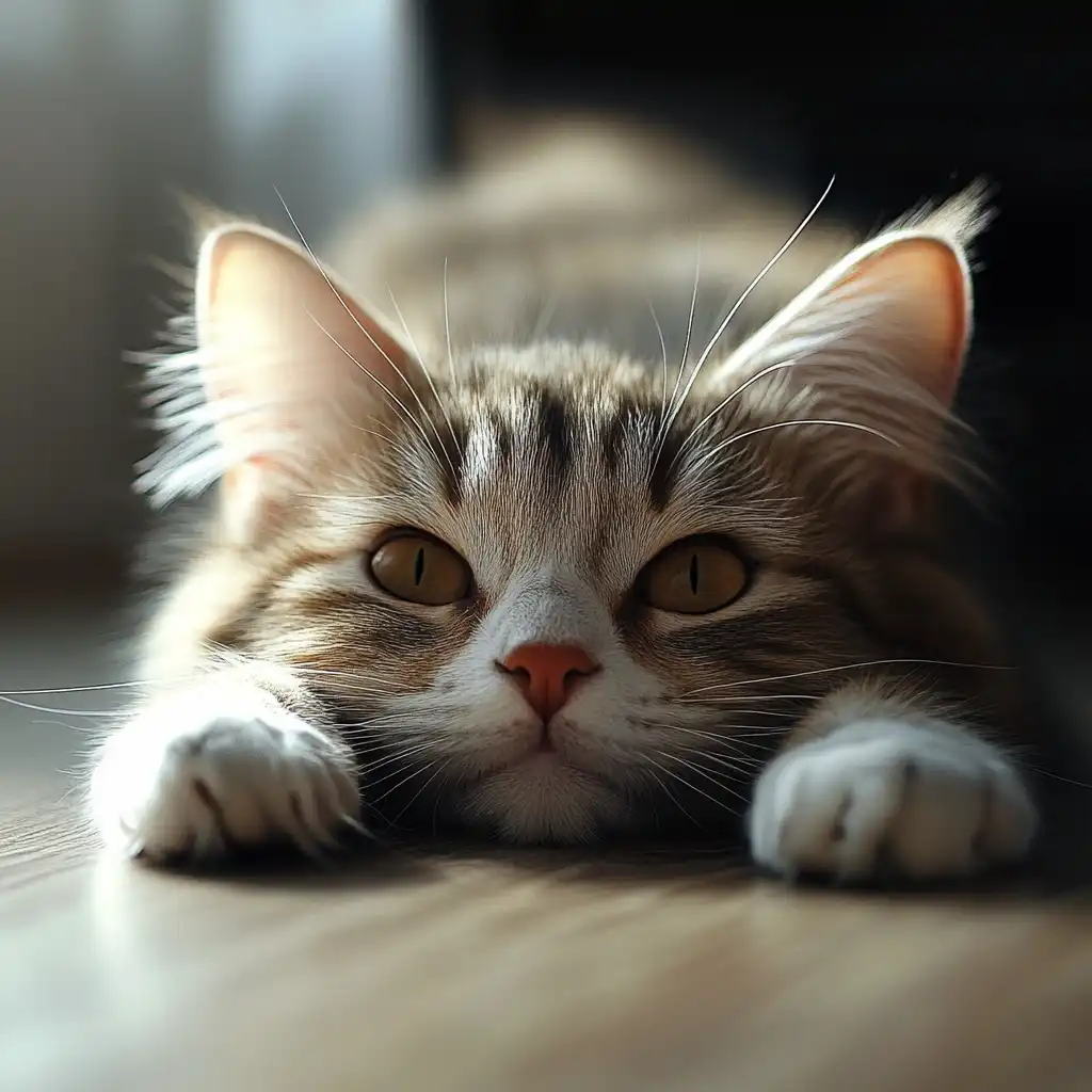 cat sleeping like superman pose