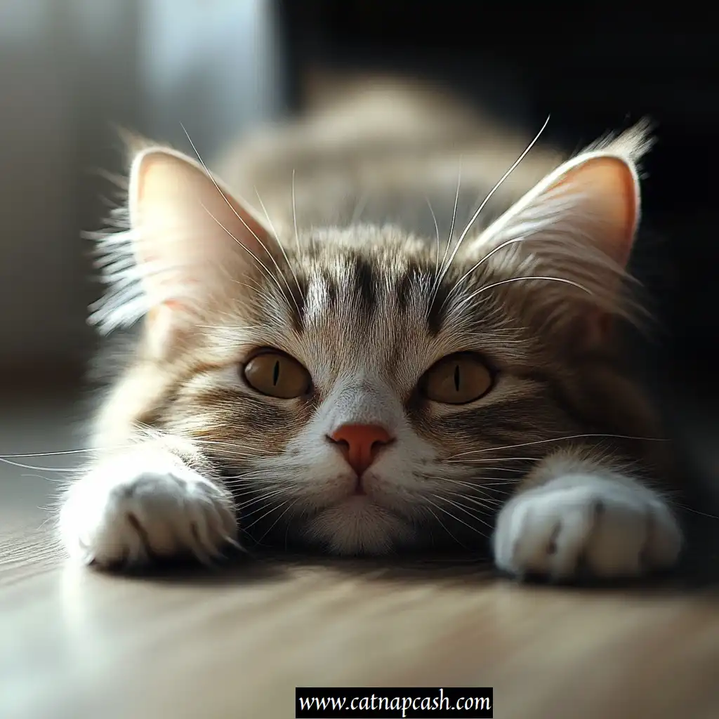 cat sleeping like superman pose