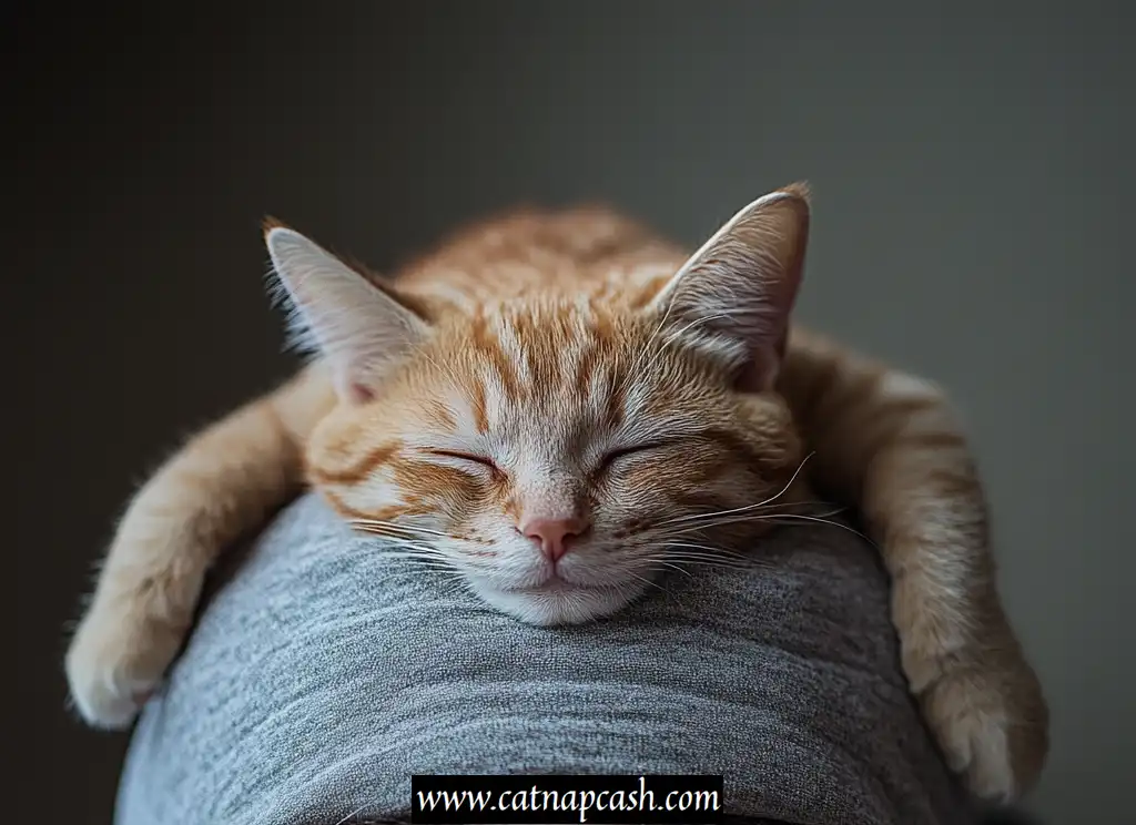 cat sleeping on top of head