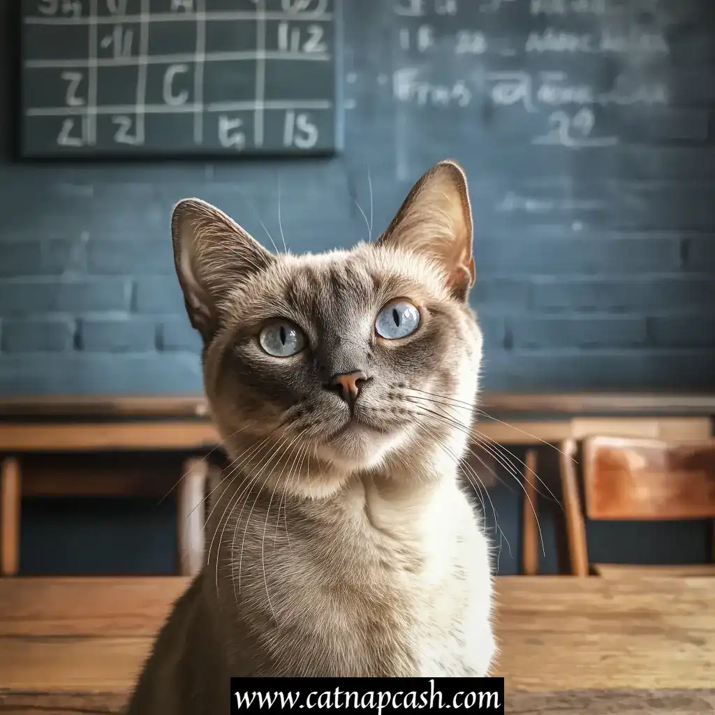 a cat in front of a classroom teaching math