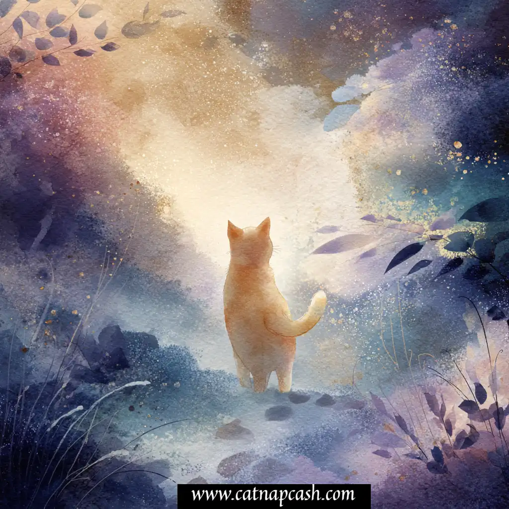 orange cat warming forest