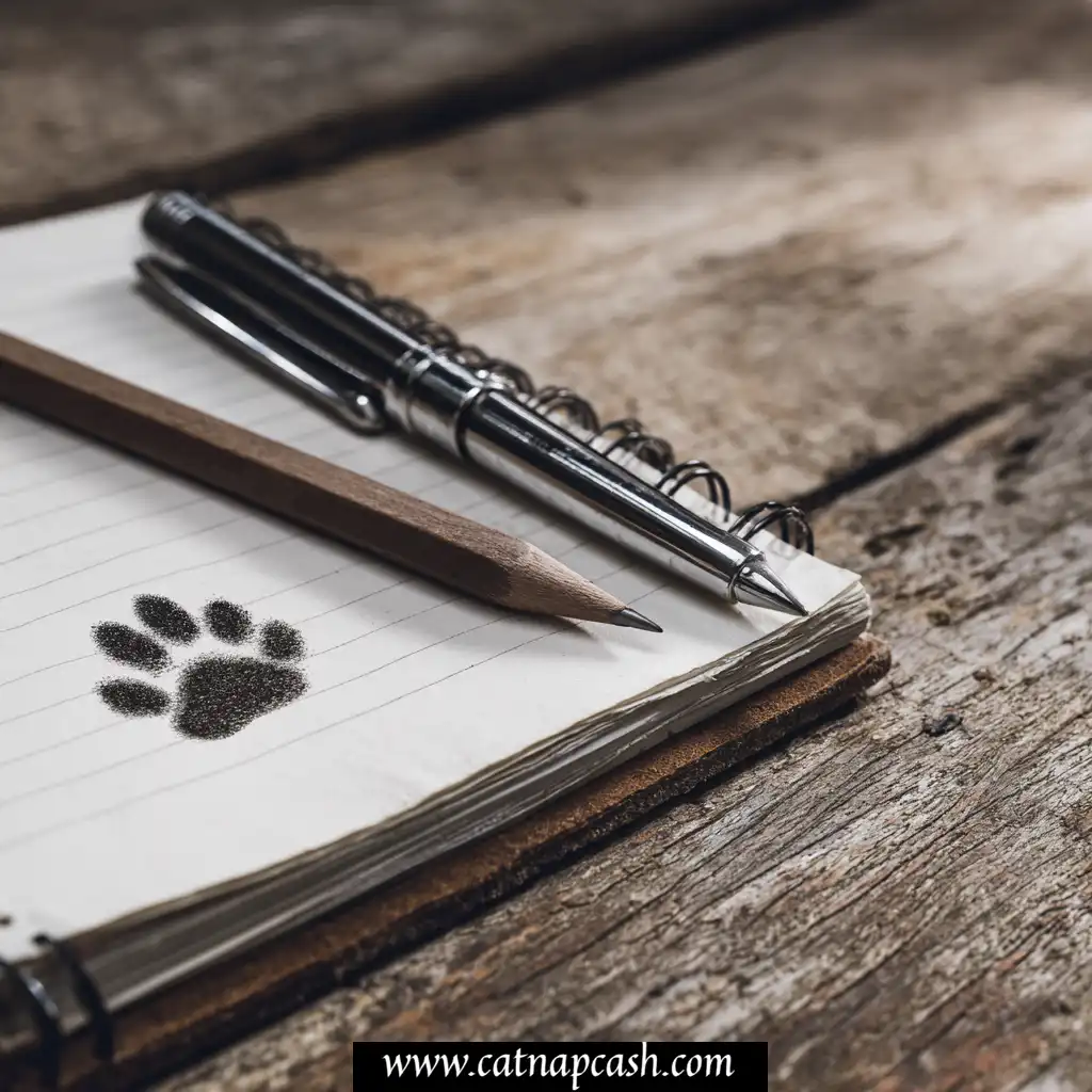 a notepad under a pen and pencil