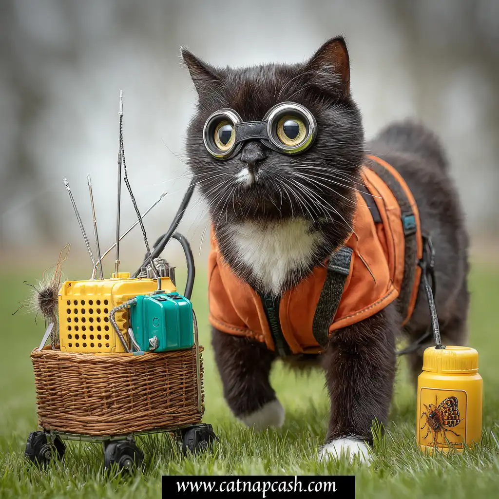 cat working as a pest control specialist