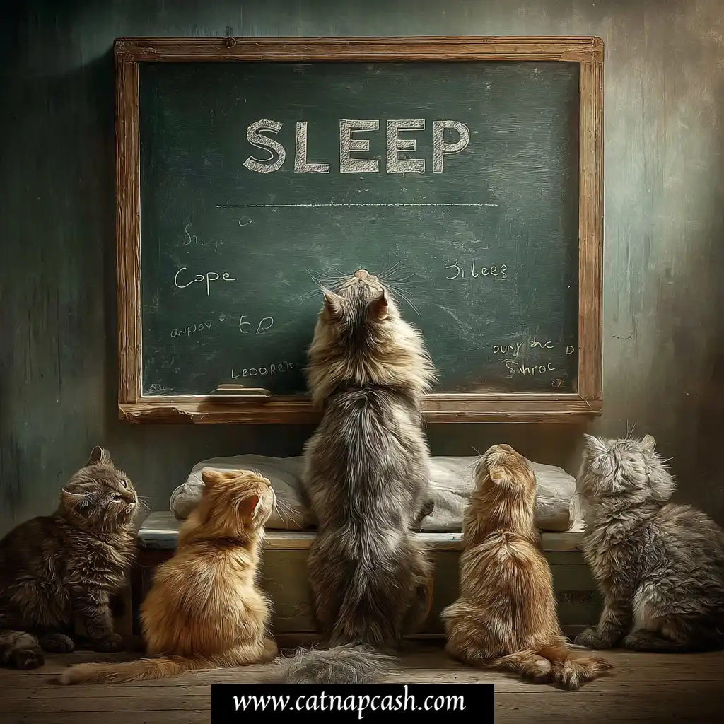 professional nap coach cat teaching class about sleep