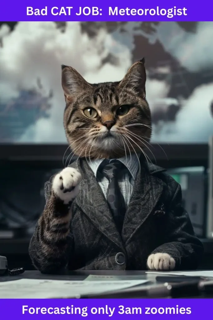 BAD CAT JOB: Meteorologist Forecasting only 3am zoomies.