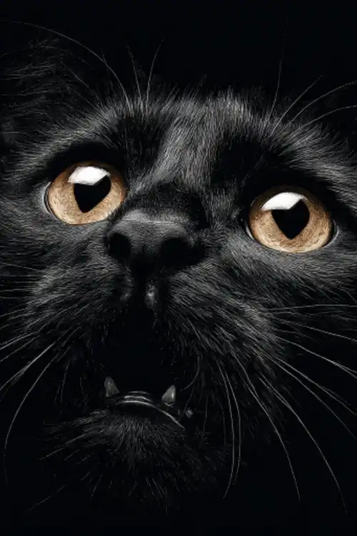 black cat profile pic mouth wide open