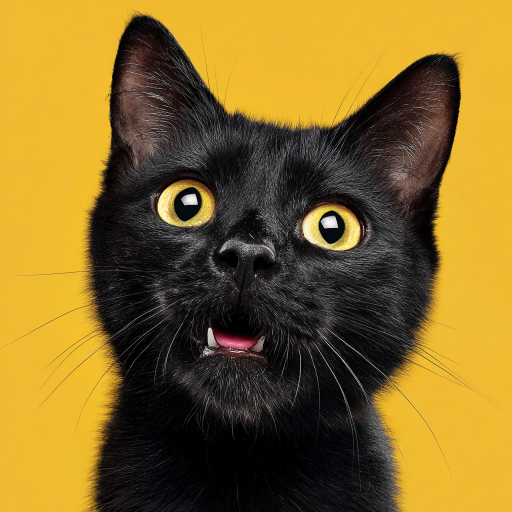 black cat profile picture ideas - black cat huh face on yellow background
